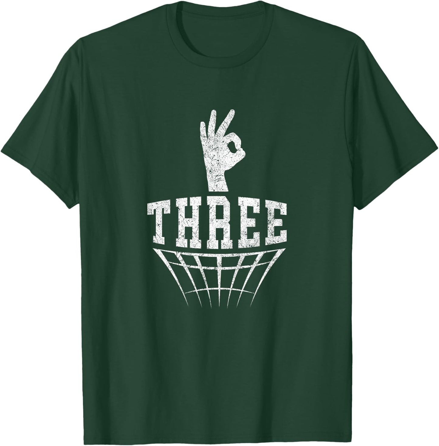Three Fingers Hand Signal Basketball 3 Point Shot T-Shirt - T-Shirt | Forest