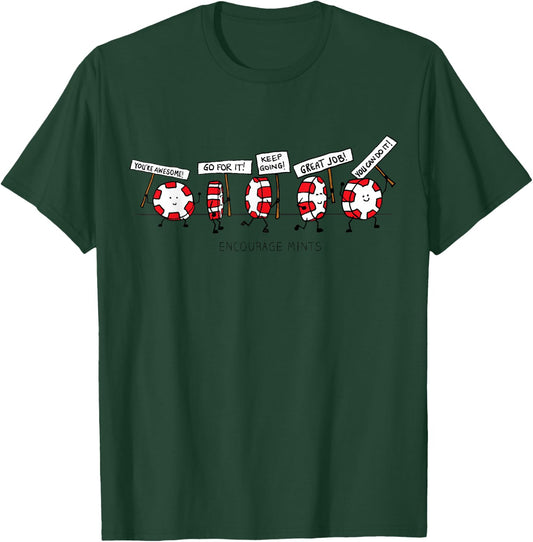 Encourage Mints Marching - funny, peppermint cartoon T-Shirt - T-Shirt | Forest