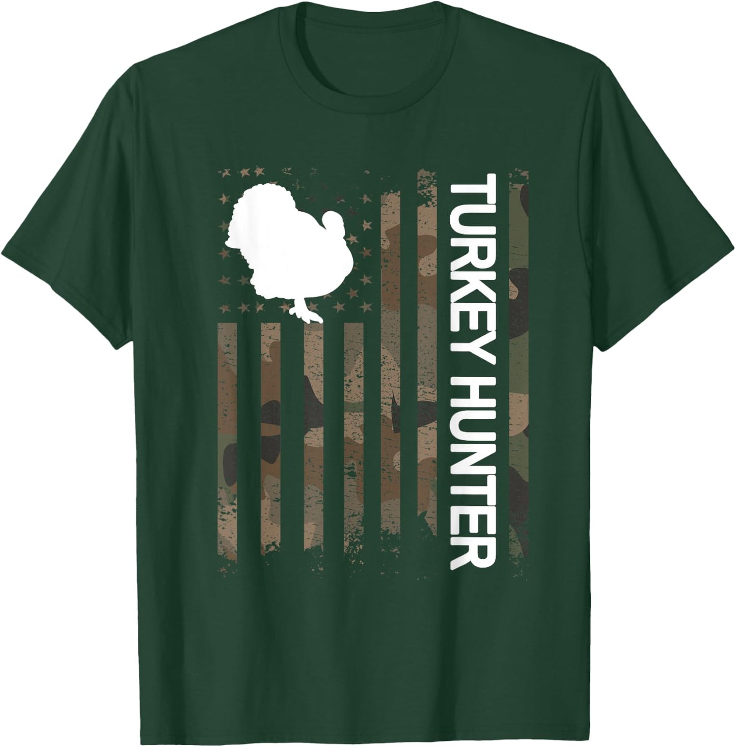 Turkey Hunter American Flag Turkey Hunting Lover Men T-Shirt - T-Shirt | Forest