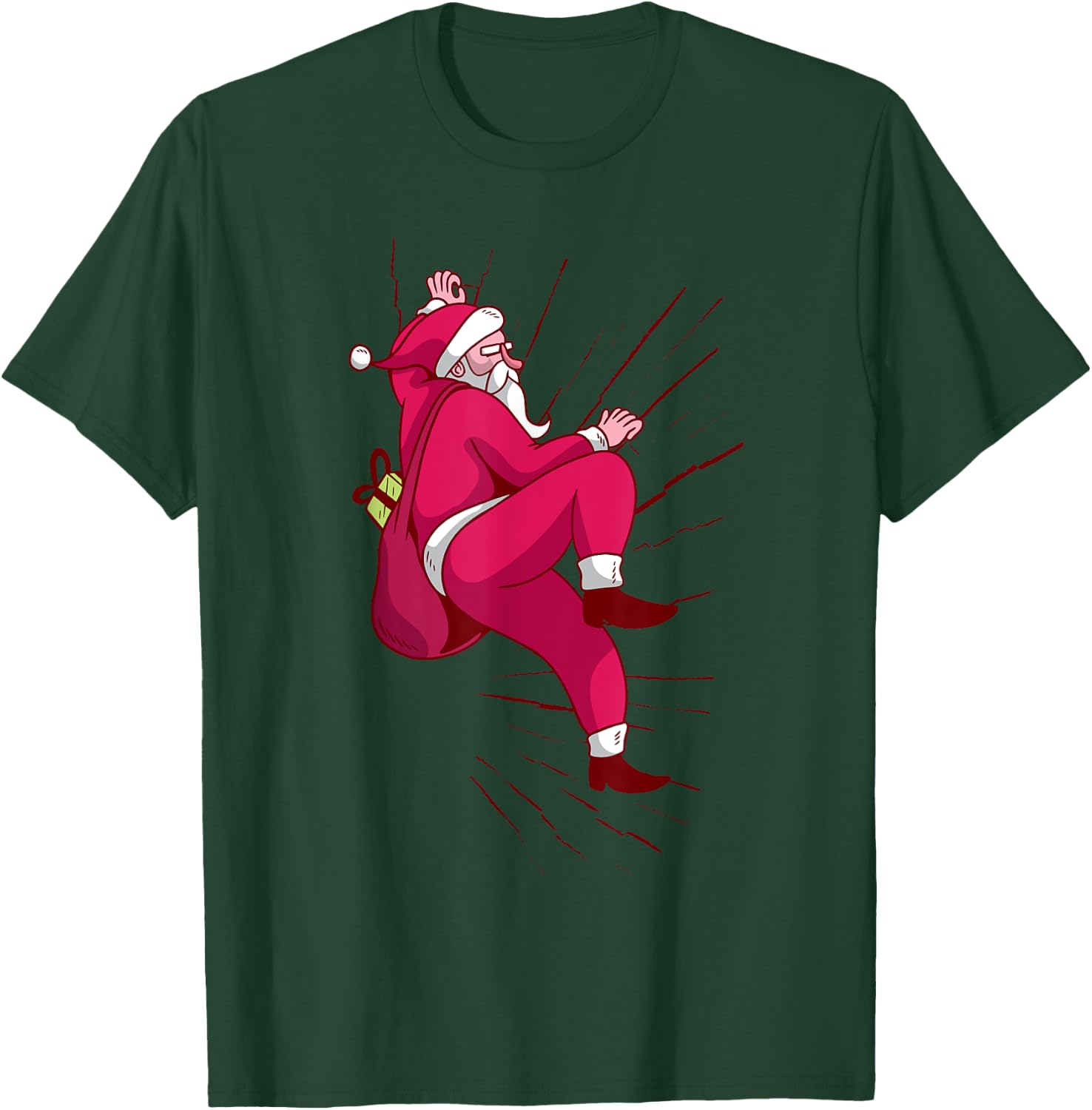 Santa Rock Climbing Christmas Gift T-Shirt - T-Shirt | Forest