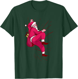 Santa Rock Climbing Christmas Gift T-Shirt - T-Shirt | Forest