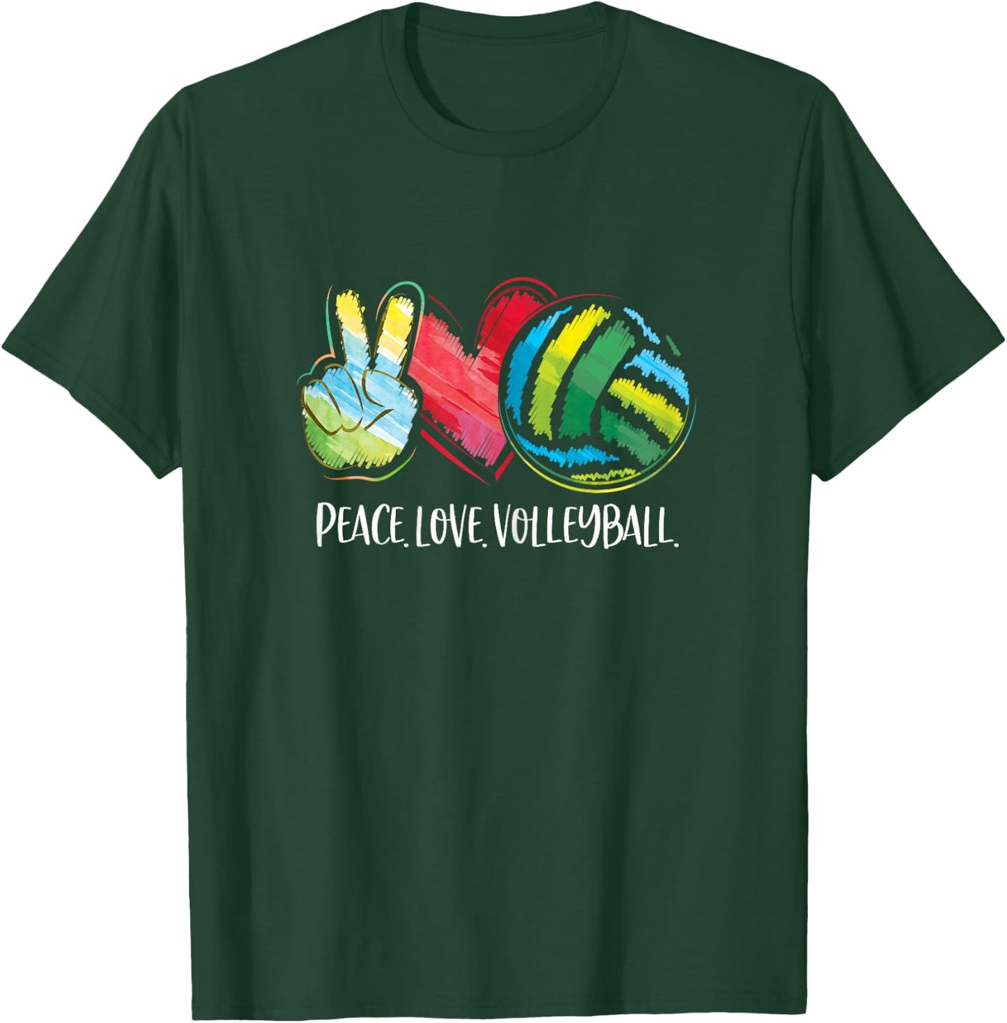 Volleyball Player Women Peace Love Volleyball T-Shirt - T-Shirt | Forest
