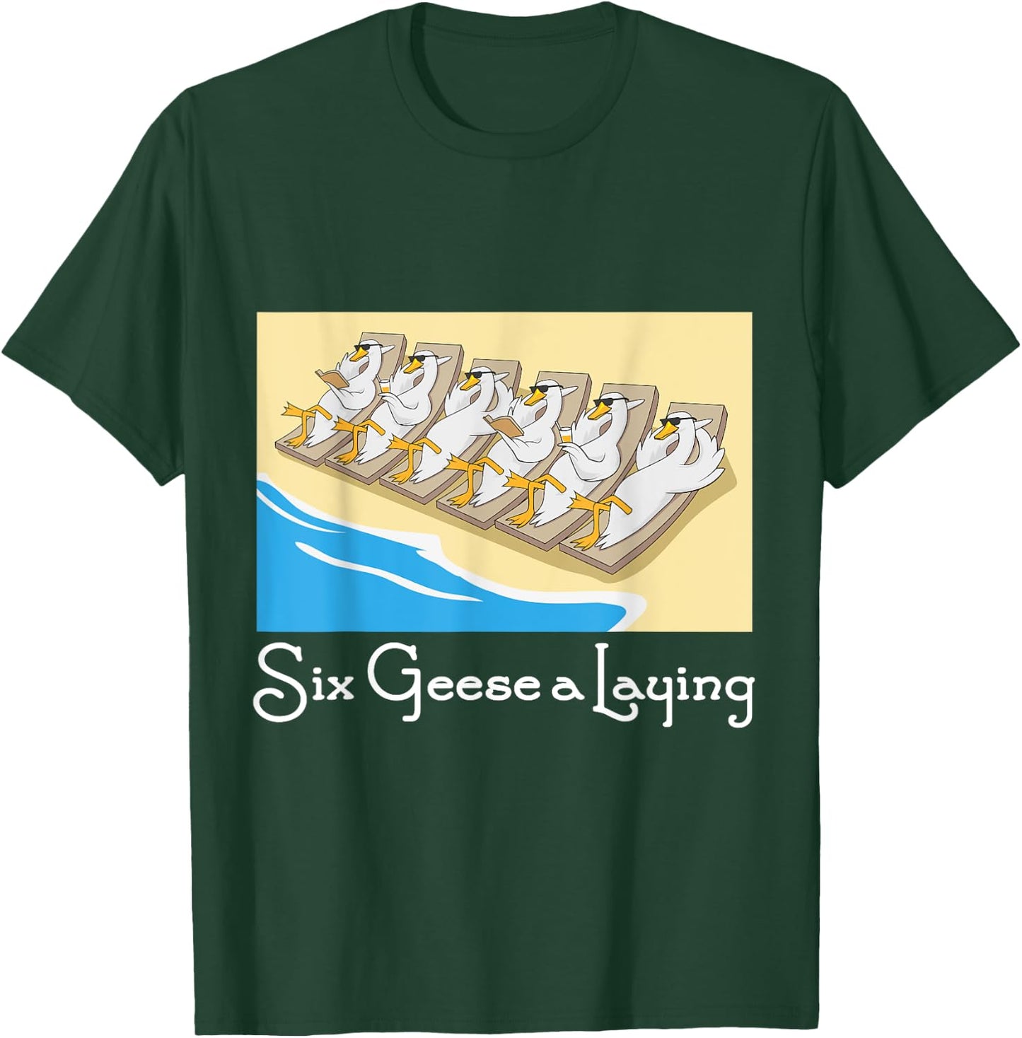 Six Geese a Laying 12 Days Christmas Song Funny Xmas Gift T-Shirt - T-Shirt | Forest
