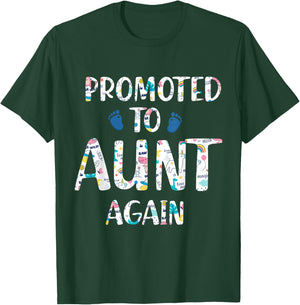 Funny Surprise Pregnancy Promoted to Auntie Again T-Shirt - T-Shirt | Forest