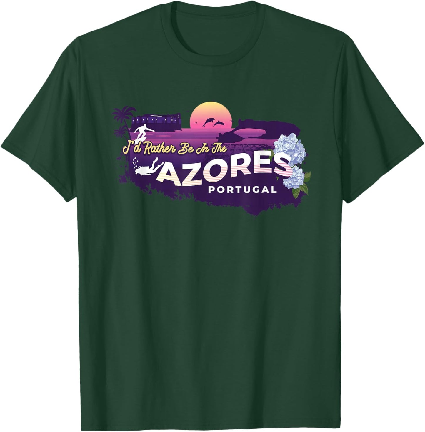 I'd Rather Be in The Azores Portugal Vintage Souvenir T-Shirt - T-Shirt | Forest