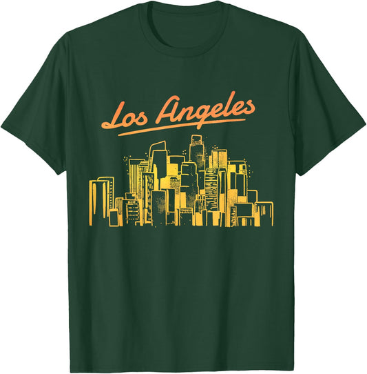 Los Angeles Skyline LA Vintage California T-Shirt - T-Shirt | Forest