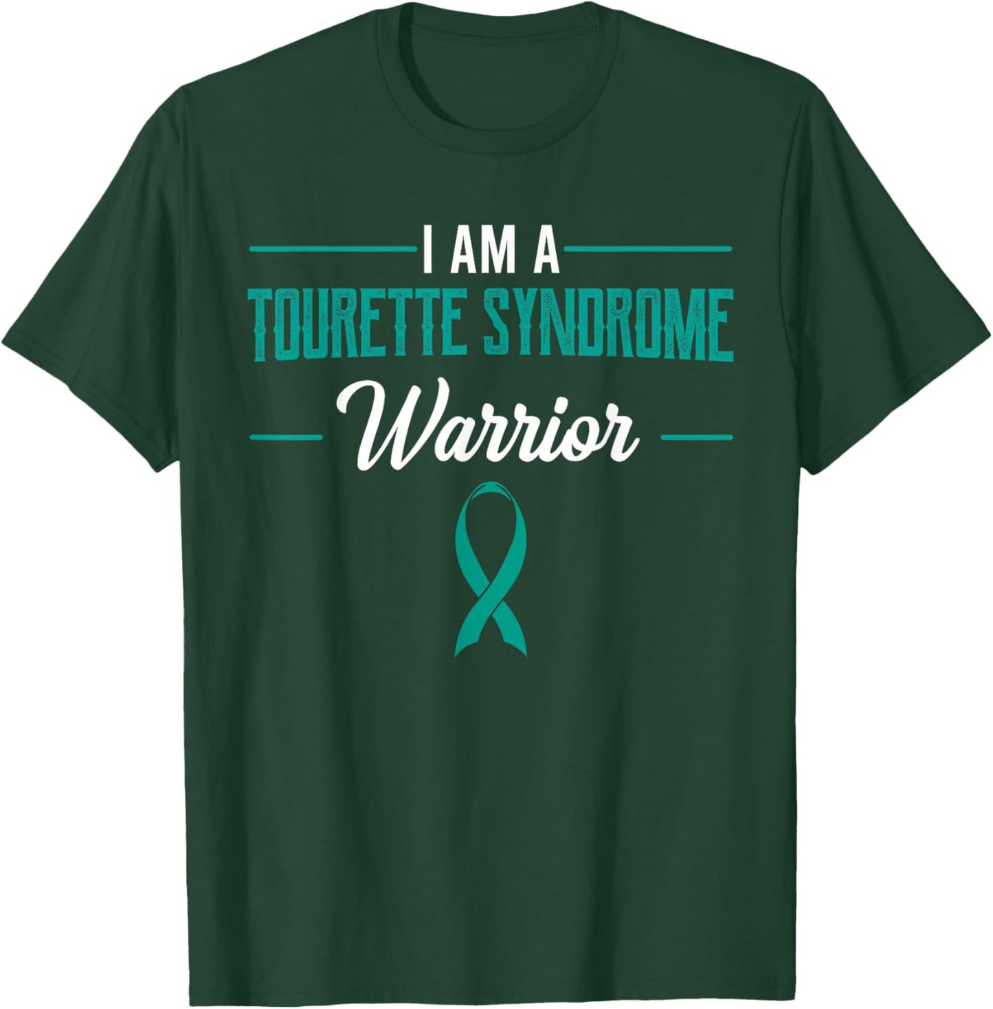 Tourette Syndrome Warrior Teal Ribbon Coprolalia Gift T-Shirt - T-Shirt | Forest