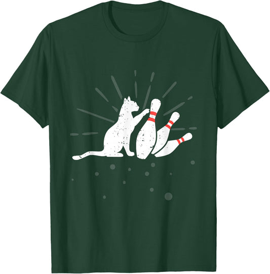 Ornery Alley Cat Tipping Pins Shirt Funny Bowling Attire T-Shirt - T-Shirt | Forest