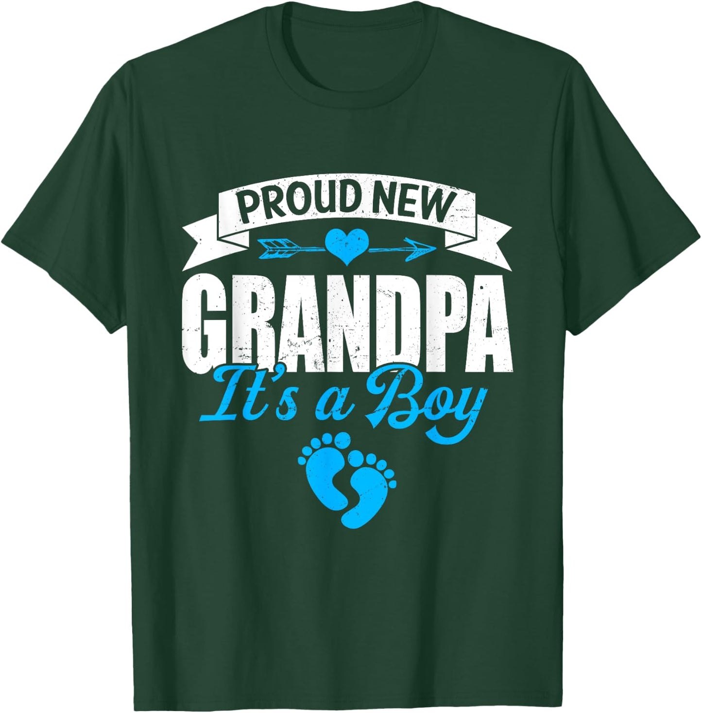 Retro Family Proud New Grandpa It's A Boy Gender Reveal T-Shirt - T-Shirt | Forest