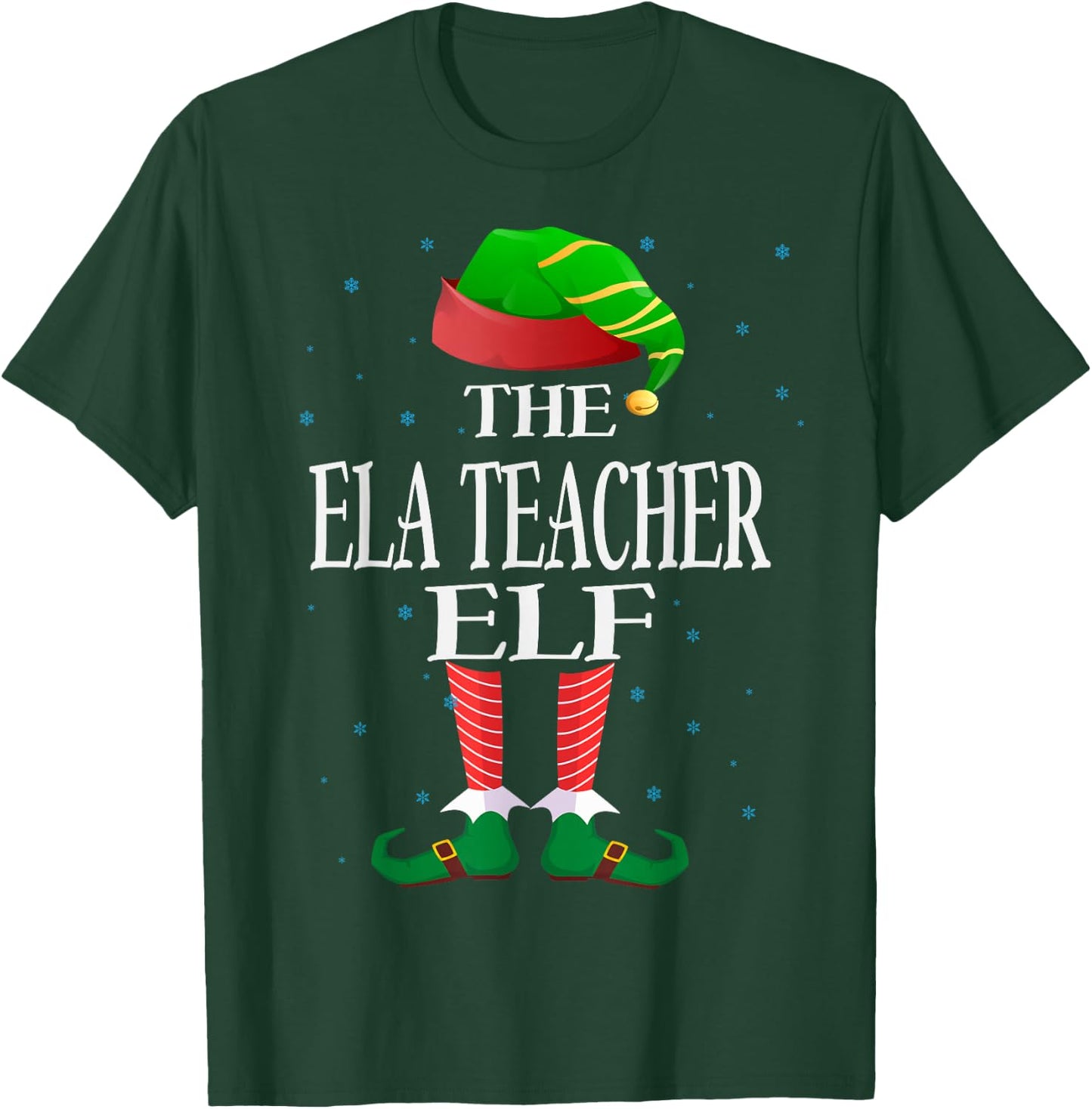 ELA Teacher Elf Funny Matching Pajama Group Christmas T-Shirt - T-Shirt | Forest