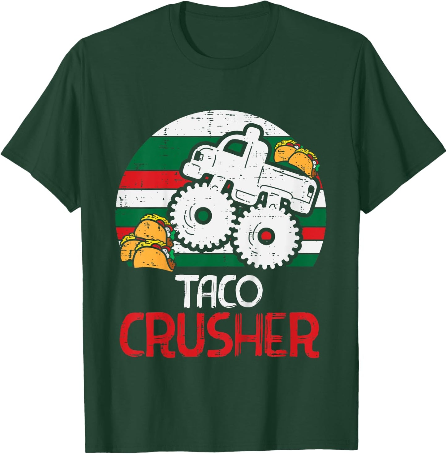 Kids Taco Crusher Monster Truck Toddler Boys Cinco De Mayo Kids T-Shirt - T-Shirt | Forest