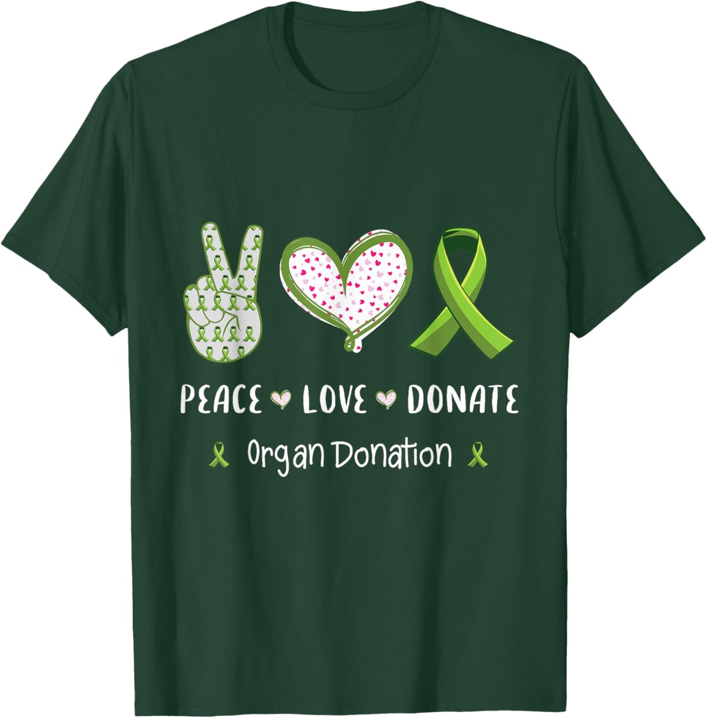 Peace Love cure Organ donation awareness men women kids T-Shirt - T-Shirt | Forest