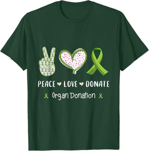 Peace Love cure Organ donation awareness men women kids T-Shirt - T-Shirt | Forest