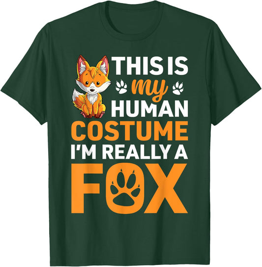 This Is My Human Costume I'm Really A Fox Funny Boys Girls T-Shirt - T-Shirt | Forest