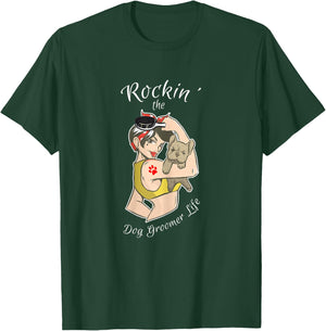 Dog Groomer Shirt Funny Cool Dog Groomer Gift Dog Grooming T-Shirt - T-Shirt | Forest