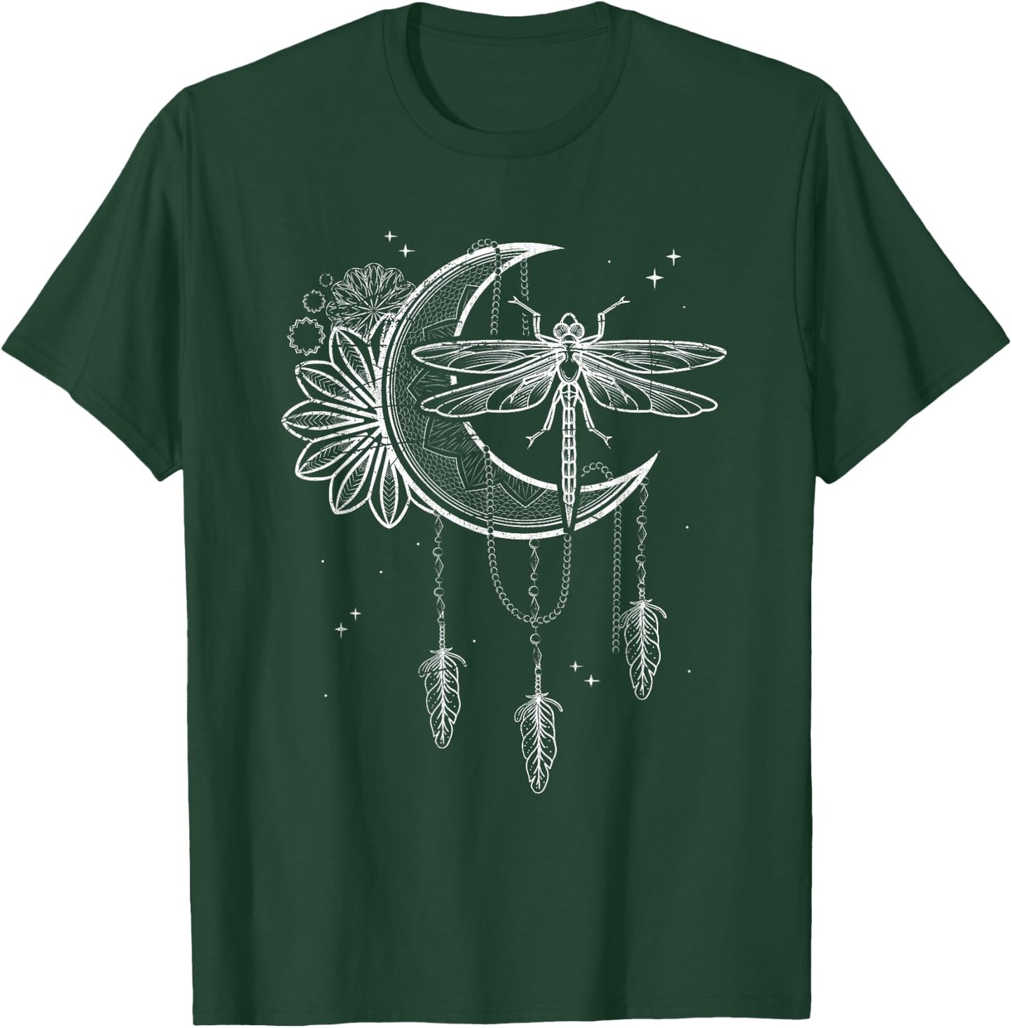 Dreamcatcher Blackcraft Wiccan Witch Dragonfly Pagan Occult T-Shirt - T-Shirt | Forest
