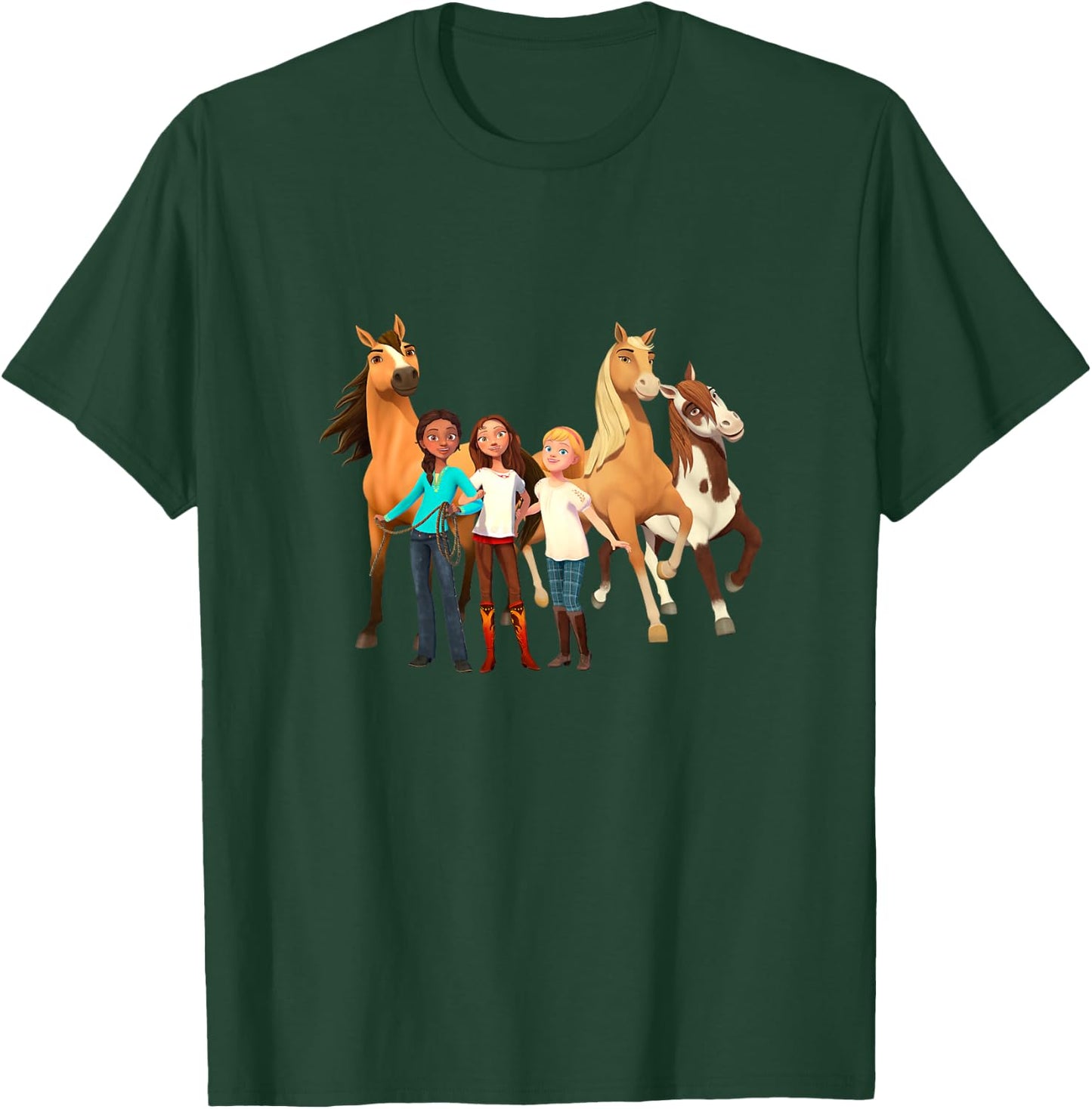 Kids DreamWorks Spirit Riding Free - All Character Kids T-Shirt - T-Shirt | Forest
