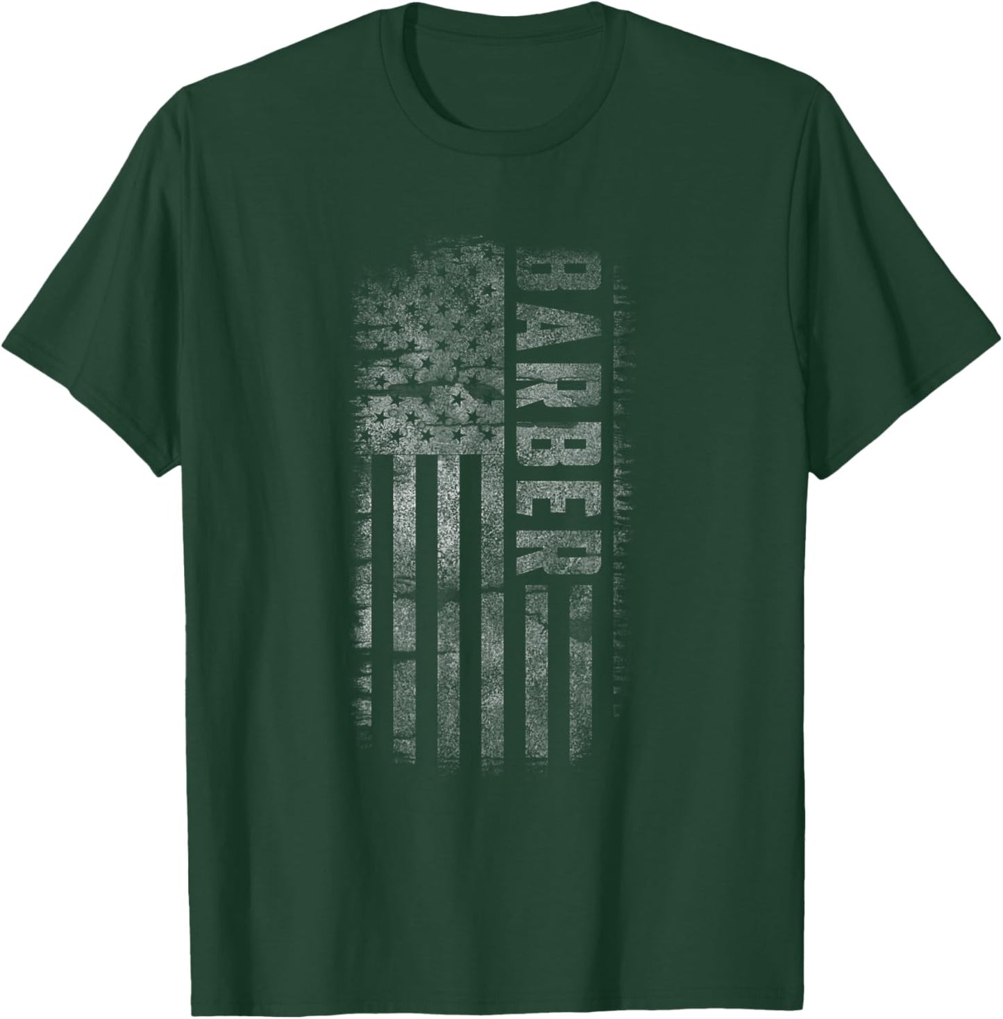 Vintage USA Distressed White Barber American Flag Barber Women Men T-Shirt - T-Shirt | Forest