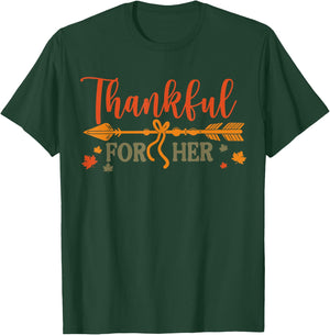 Thankful - Him Matching Couple Thanksgiving T-Shirt - T-Shirt | Forest