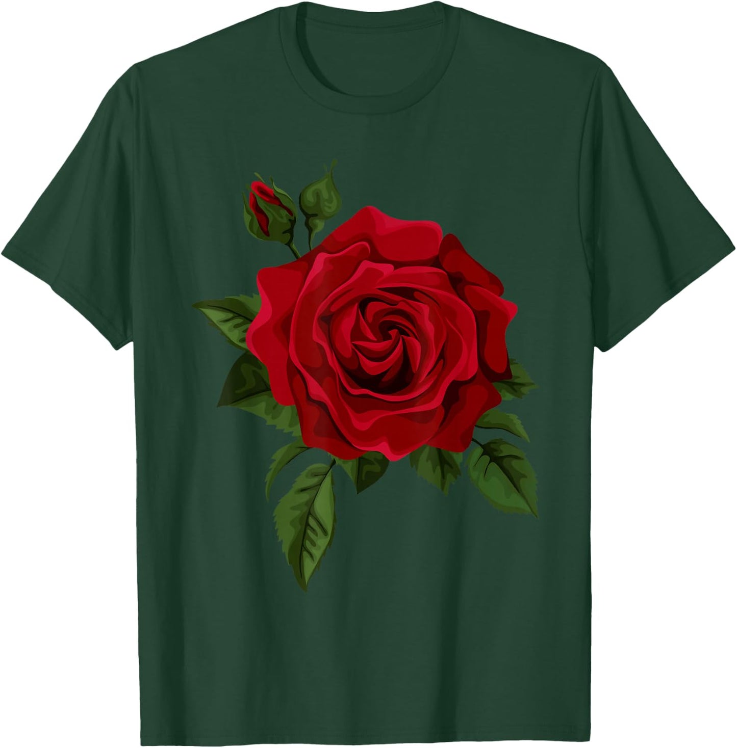 Single Red Roses Flower of Cute Red Roses Flower Gardening T-Shirt - T-Shirt | Forest