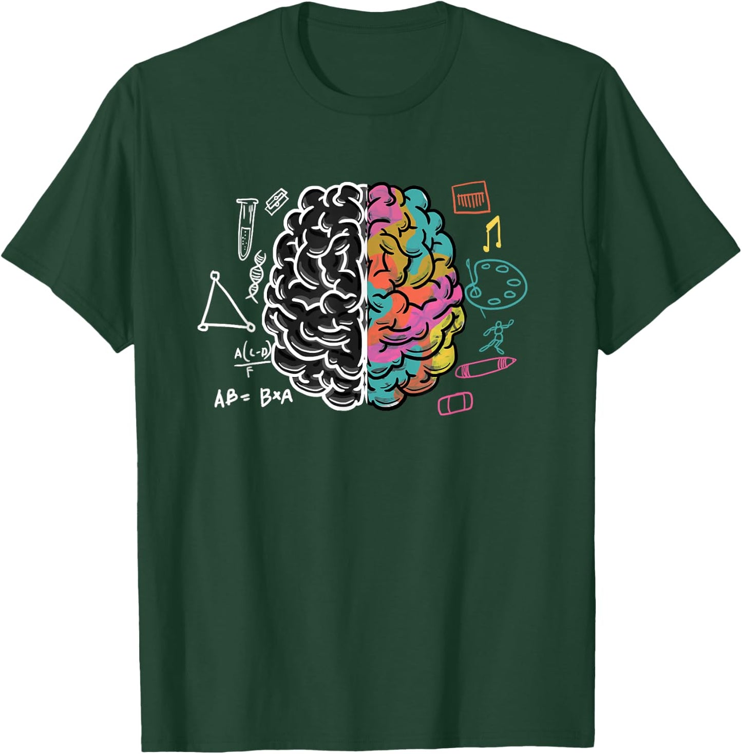 Color Splitted Brain Science Art Physician Neurologist Gift T-Shirt - T-Shirt | Forest