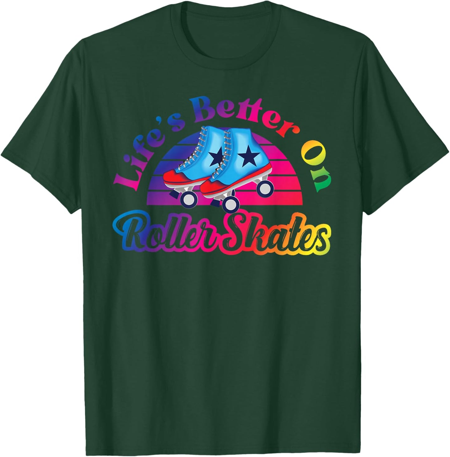 Cool Roller Skating Skate Girl 1970S Retro T-Shirt - T-Shirt | Forest