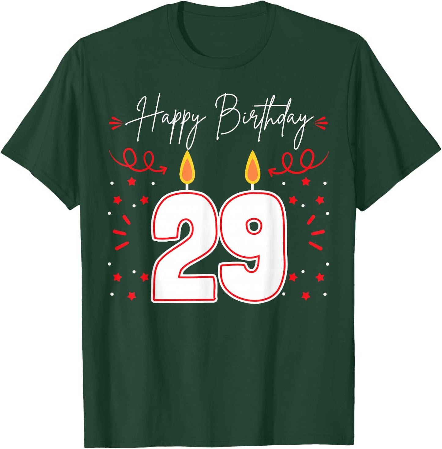 Candle 29 Birthday Party Decoration Wishes Candlelight Cake T-Shirt - T-Shirt | Forest