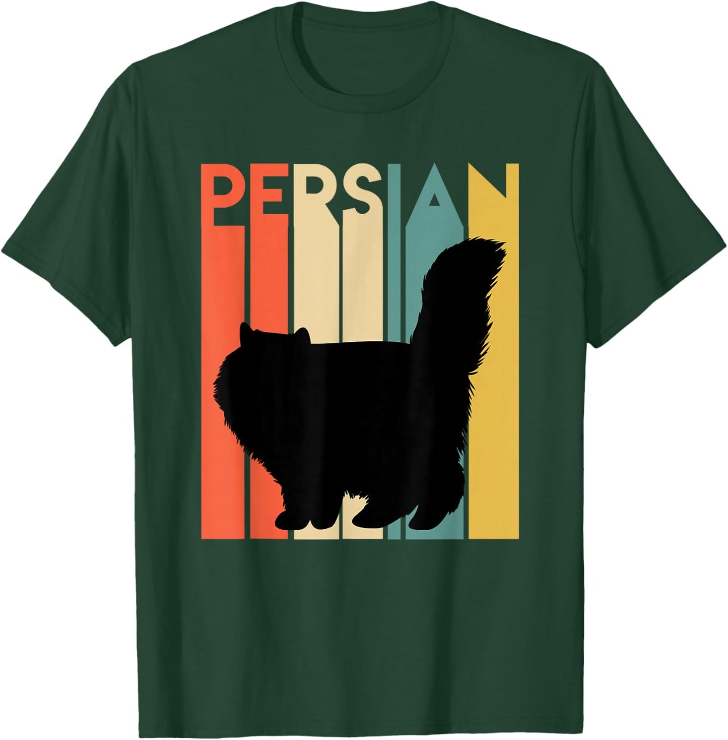Retro Persian Cat Silhouette Vintage Feline Cat Lover Gift T-Shirt - T-Shirt | Forest