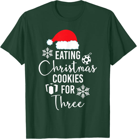 Eating Christmas Cookies For Three Shirt Pregnancy Twins T-Shirt - T-Shirt | Forest