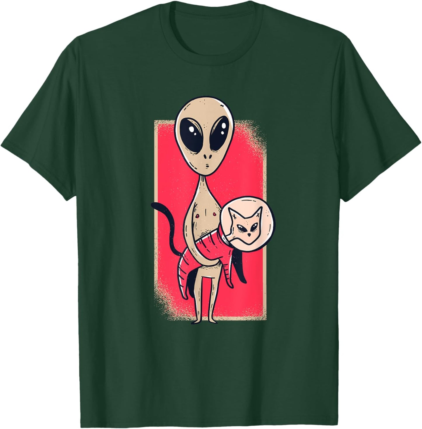 Cute Alien Holding A Pet Cat Graphic Women T-Shirt - T-Shirt | Forest