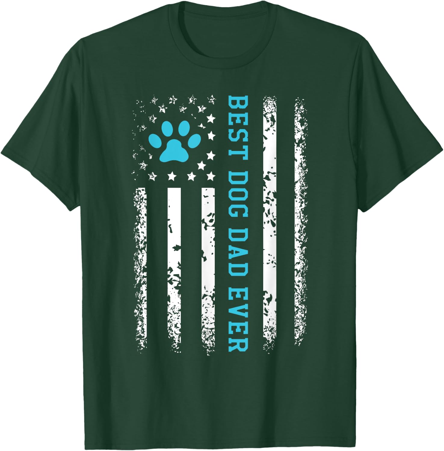 USA Flag Best Dog Dad Ever American Puppy Lover Paw T-Shirt - T-Shirt | Forest