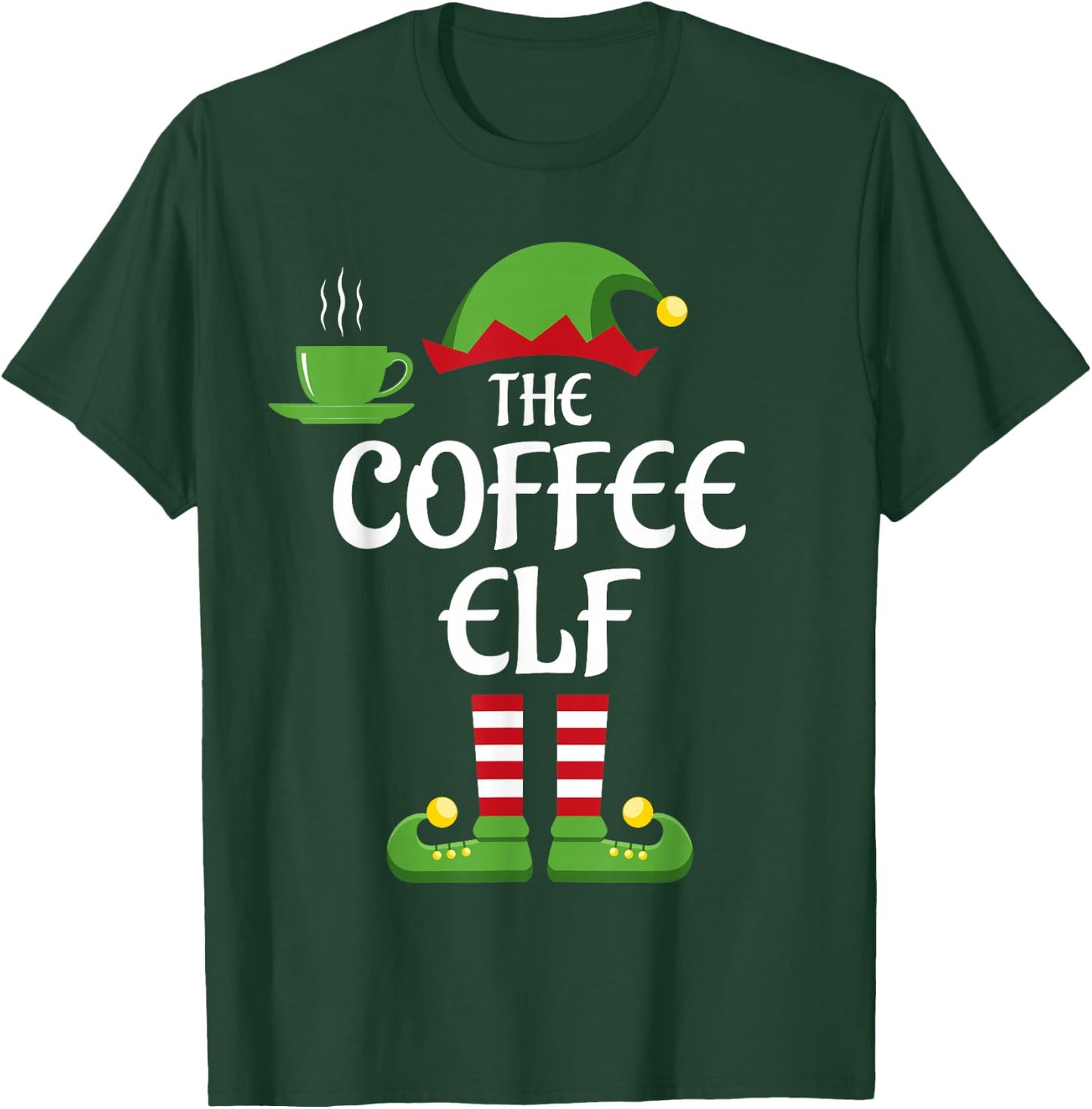 Coffee Elf Family Matching Group Christmas T-Shirt - T-Shirt | Forest