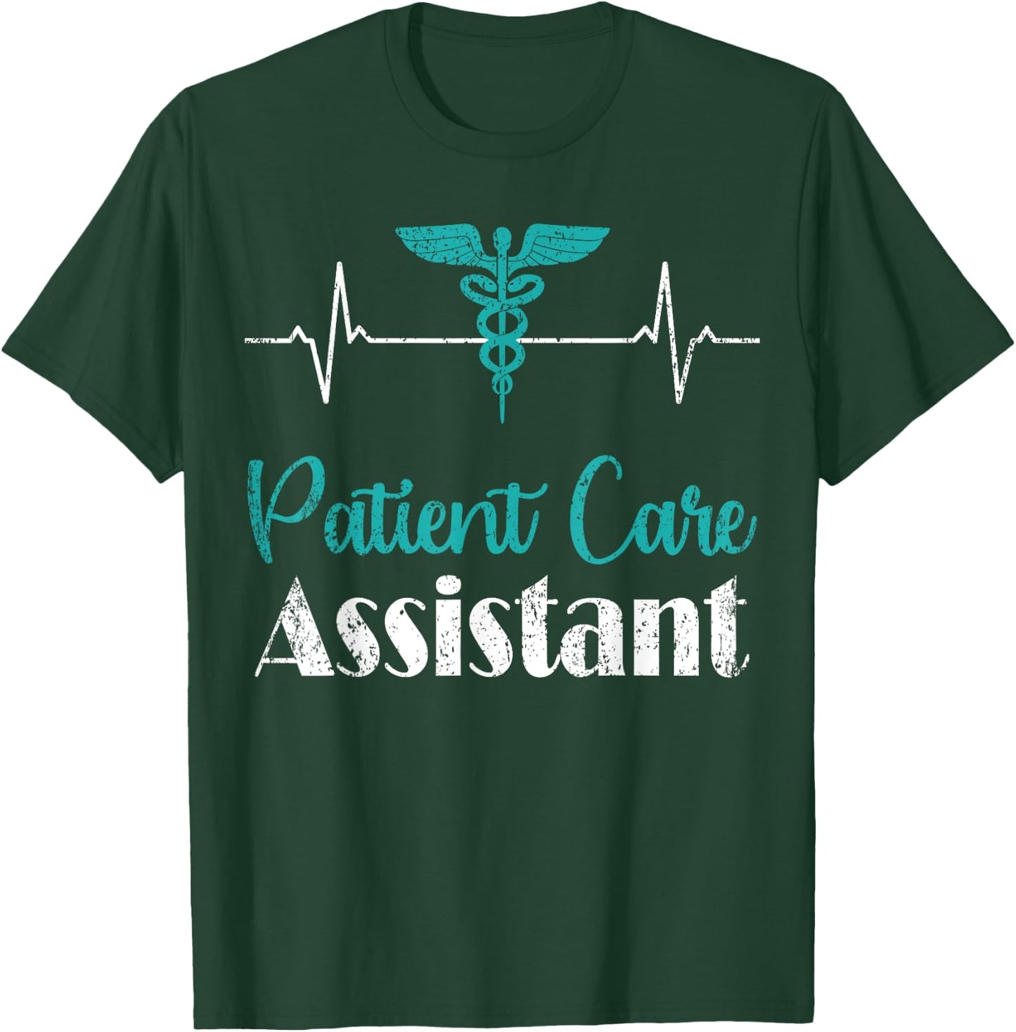 PCA Patient Care Assistant Heartbeat Nurse Week Medical T-Shirt - T-Shirt | Forest