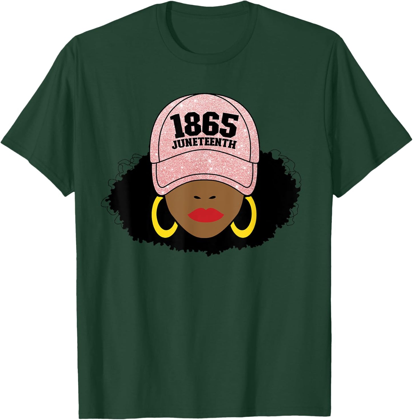 Juneteenth 1865 Black Freedom Afro Pink Women's Juneteenth T-Shirt - T-Shirt | Forest