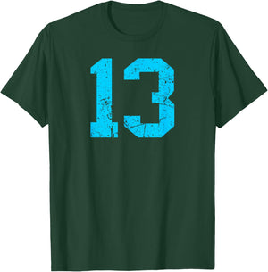 Number #13 Sport Blue Vintage Number T-Shirt - T-Shirt | Forest