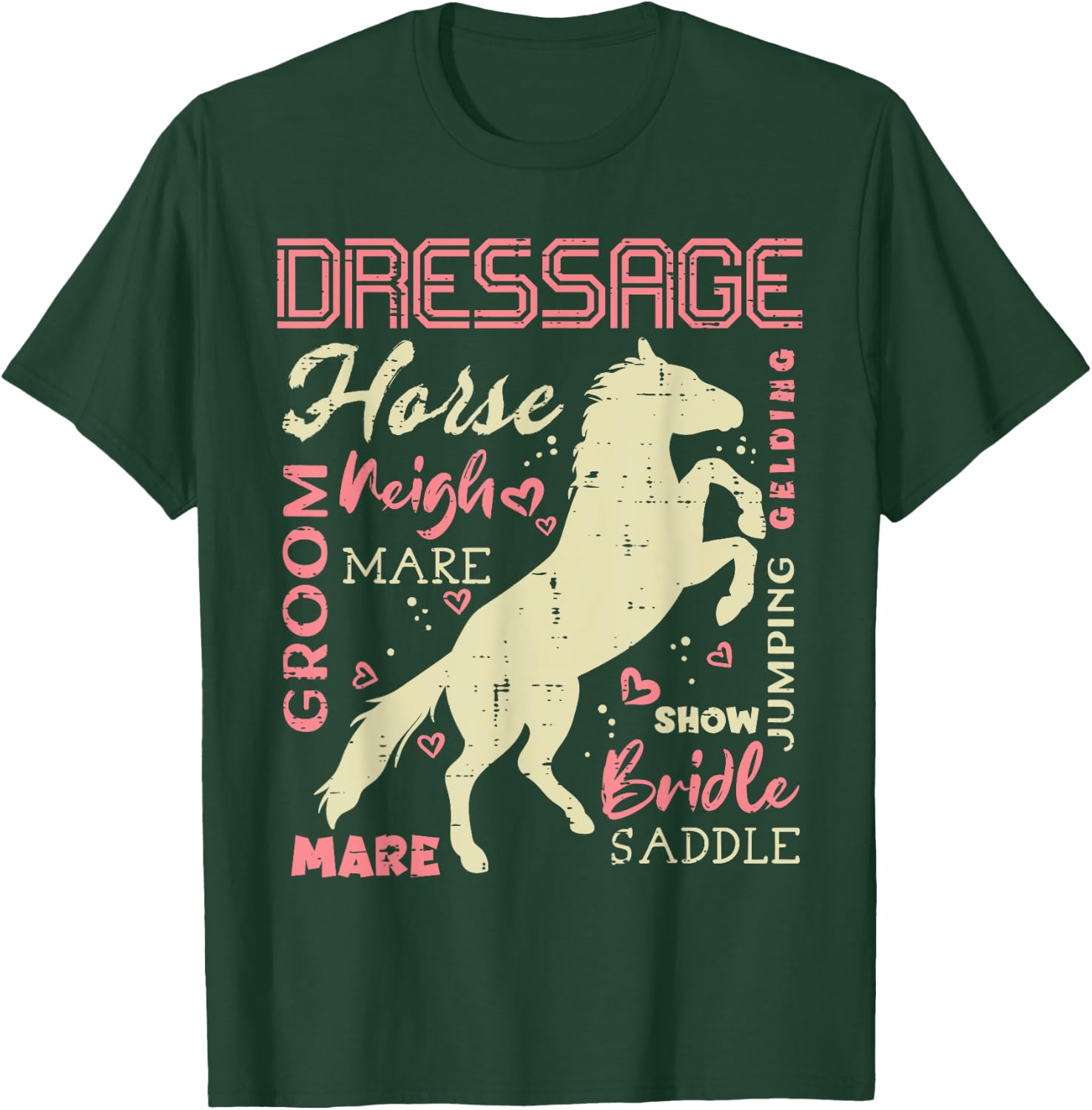 Horse Words Dressage Riding Rider Equestrian Men Women Kids T-Shirt - T-Shirt | Forest