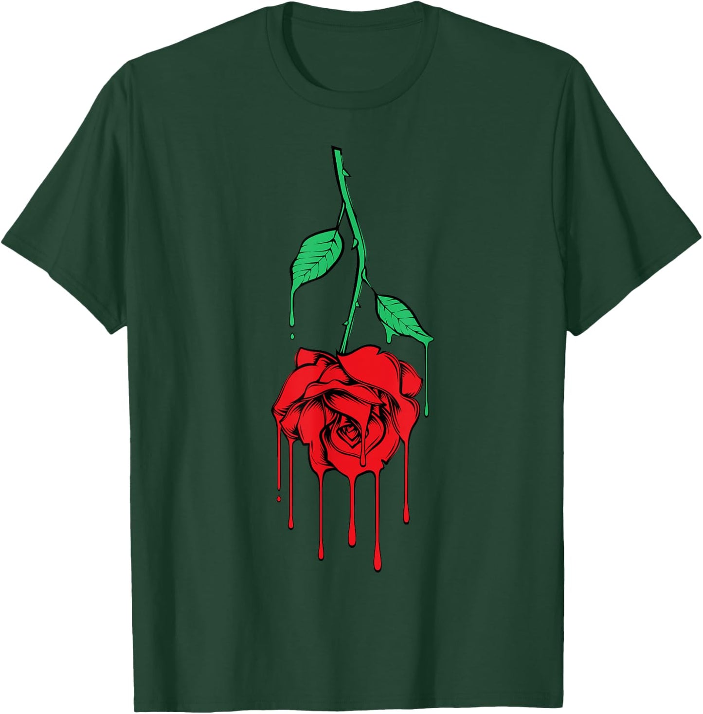 Upside Down Dripping Melting Rose Flower Heartbreak T-Shirt - T-Shirt | Forest