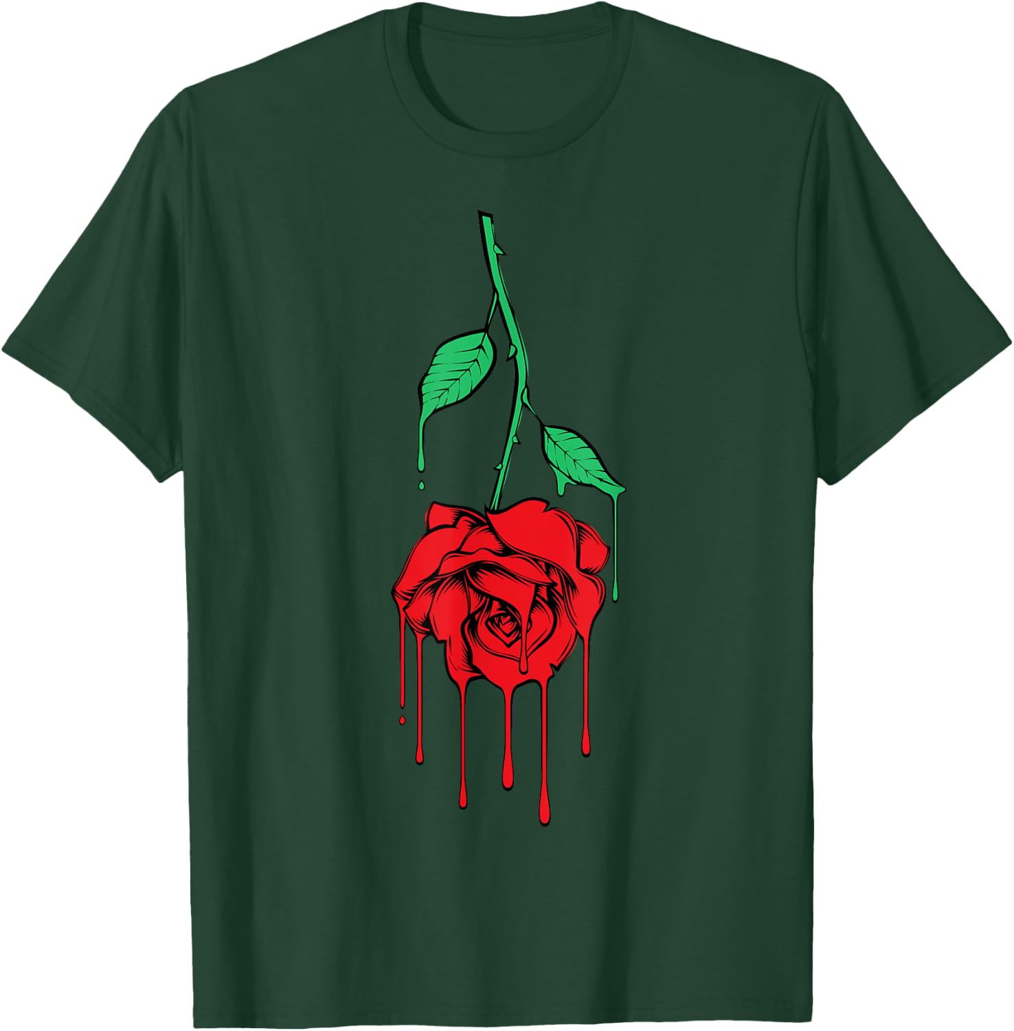 Upside Down Dripping Melting Rose Flower Heartbreak T-Shirt - T-Shirt | Forest