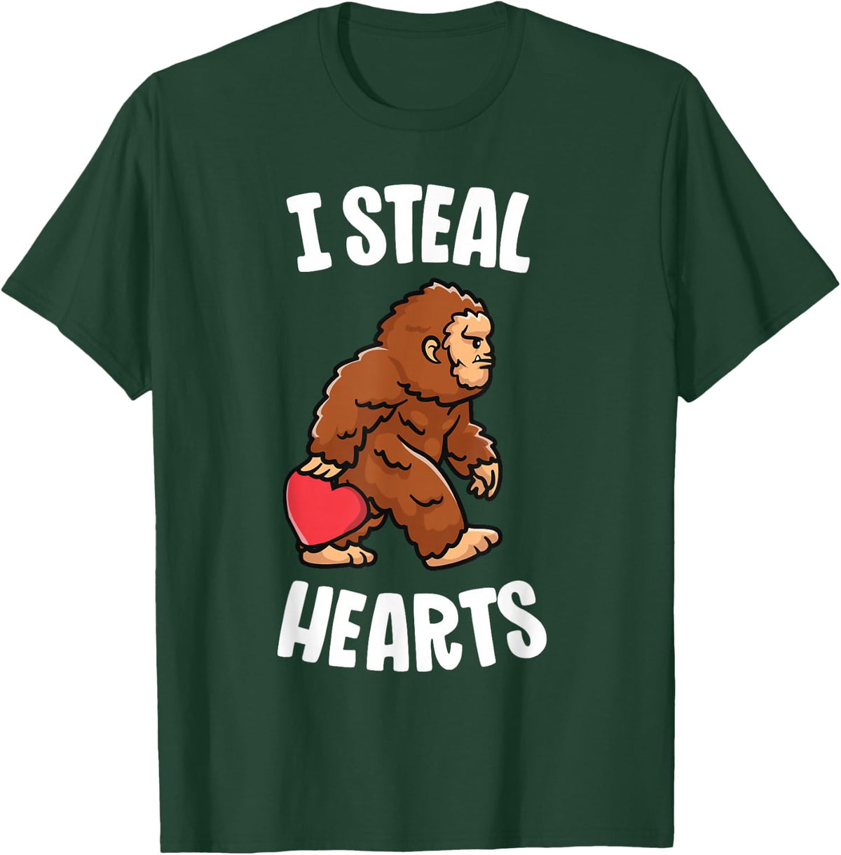 Bigfoot Valentines Day I Steal Hearts Funny Sasquatch Boys T-Shirt - T-Shirt | Forest