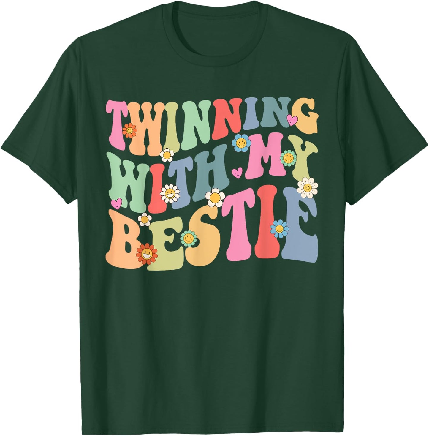 Twinning With My Bestie Spirit Week Twin Day Best Friend 70s T-Shirt - T-Shirt | Forest