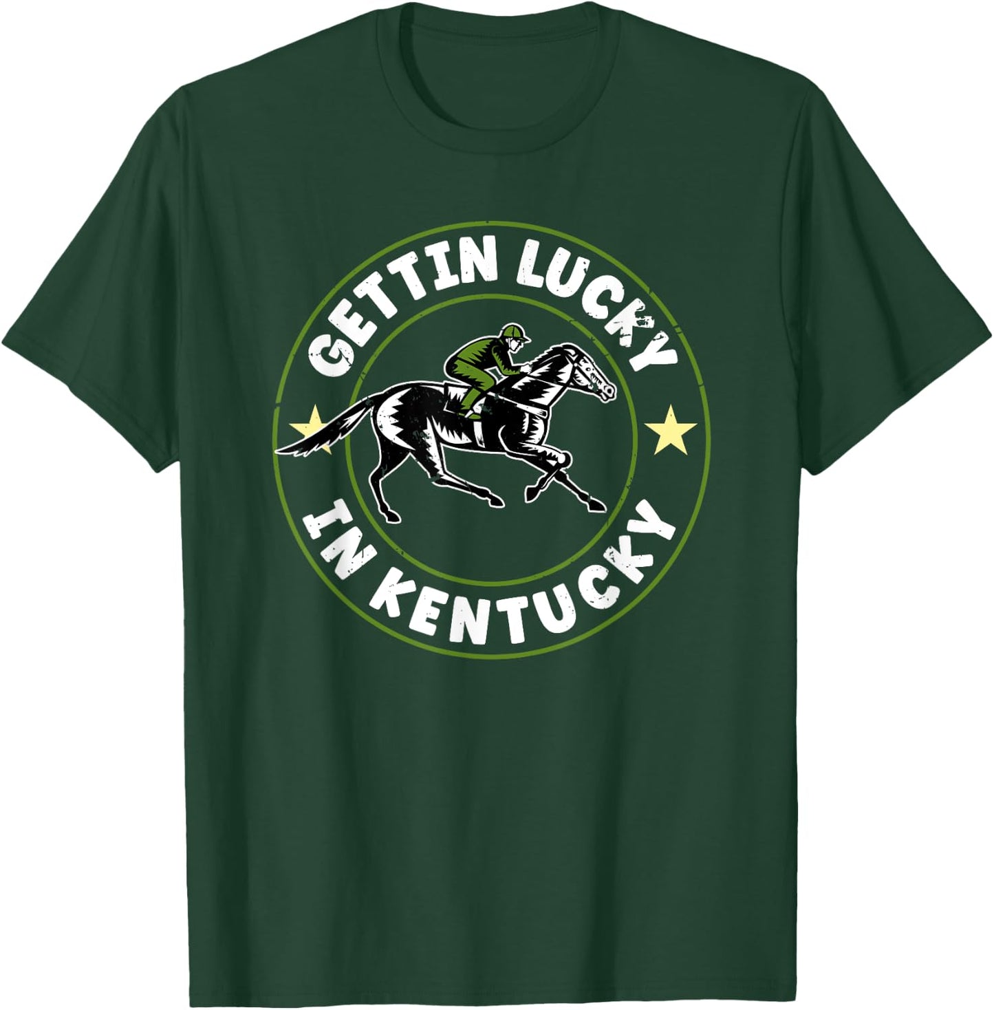 Vintage Getting Lucky In Kentucky Funny Horse Racing T-Shirt - T-Shirt | Forest