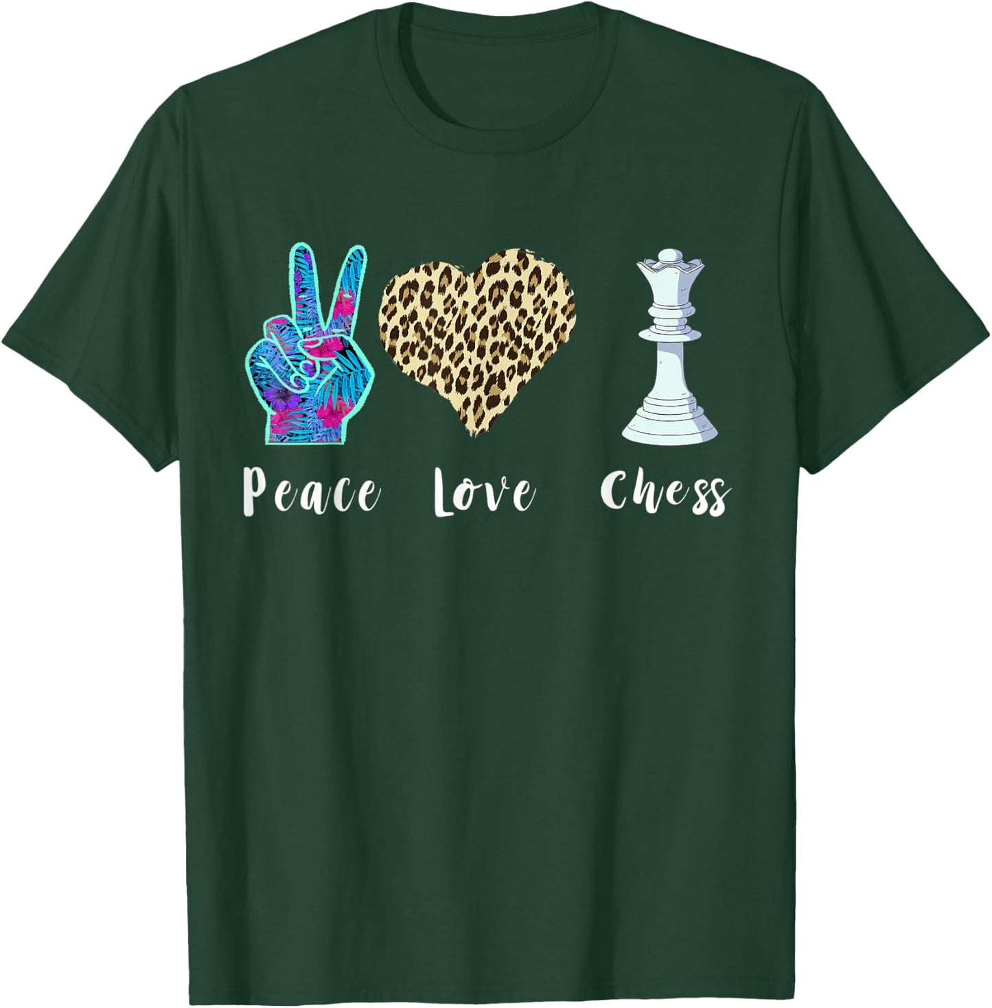 Chess Love Peace Leopard Chess Piece The Queen Lover T-Shirt - T-Shirt | Forest