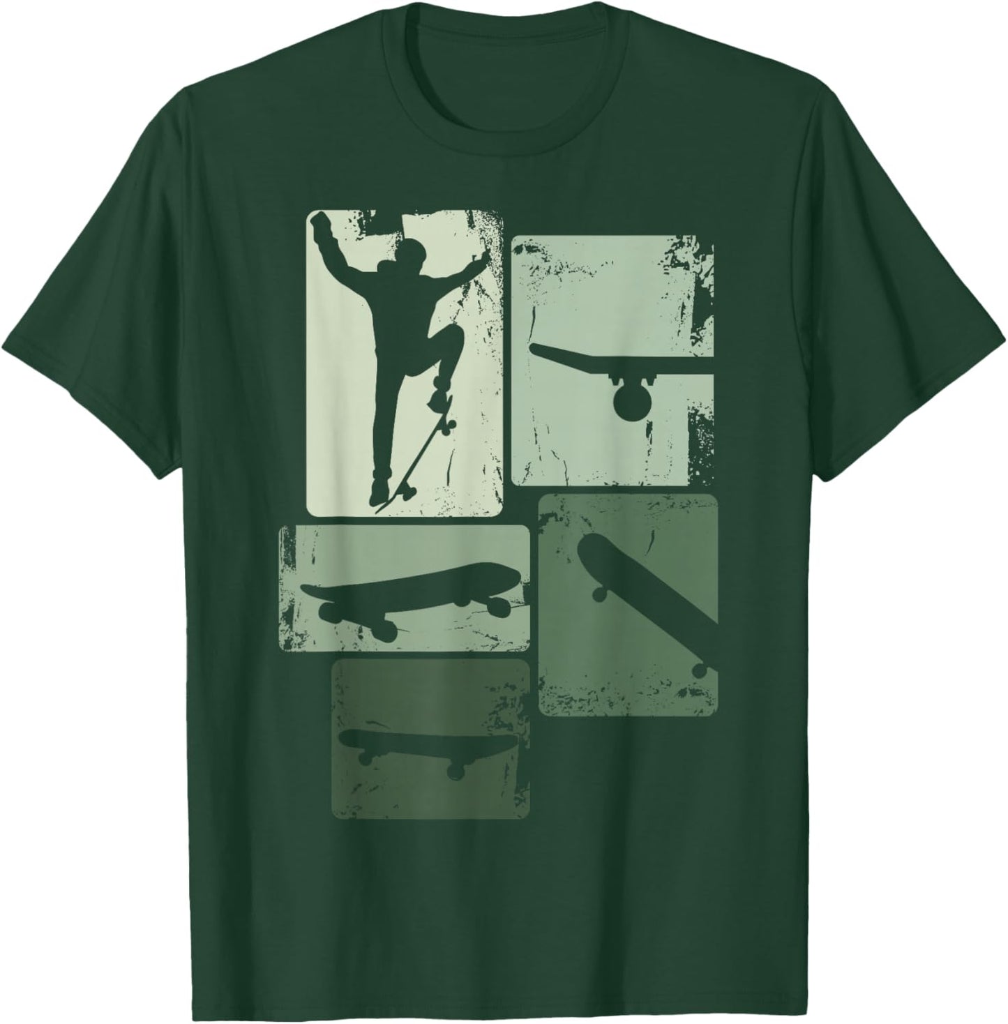 Skater Skateboard Stunt Retro Skater Boys Children T-Shirt - T-Shirt | Forest