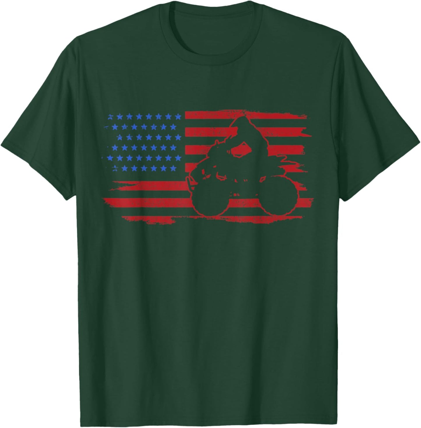 ATV Quad American Flag USA T-Shirt - T-Shirt | Forest