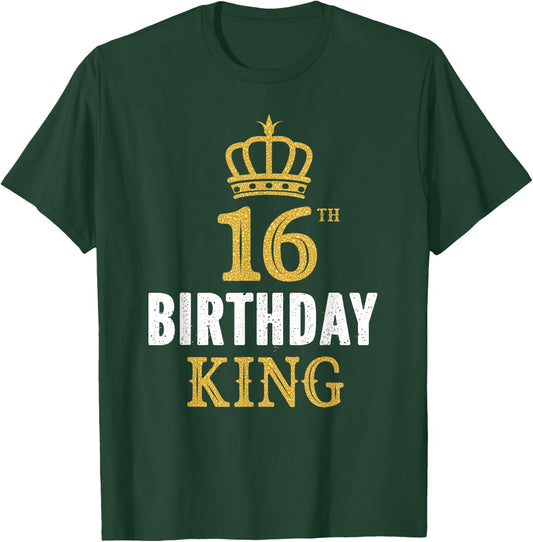 Happy 16th Birthday King 16 Years Old Party Ideas For Boys T-Shirt - T-Shirt | Forest