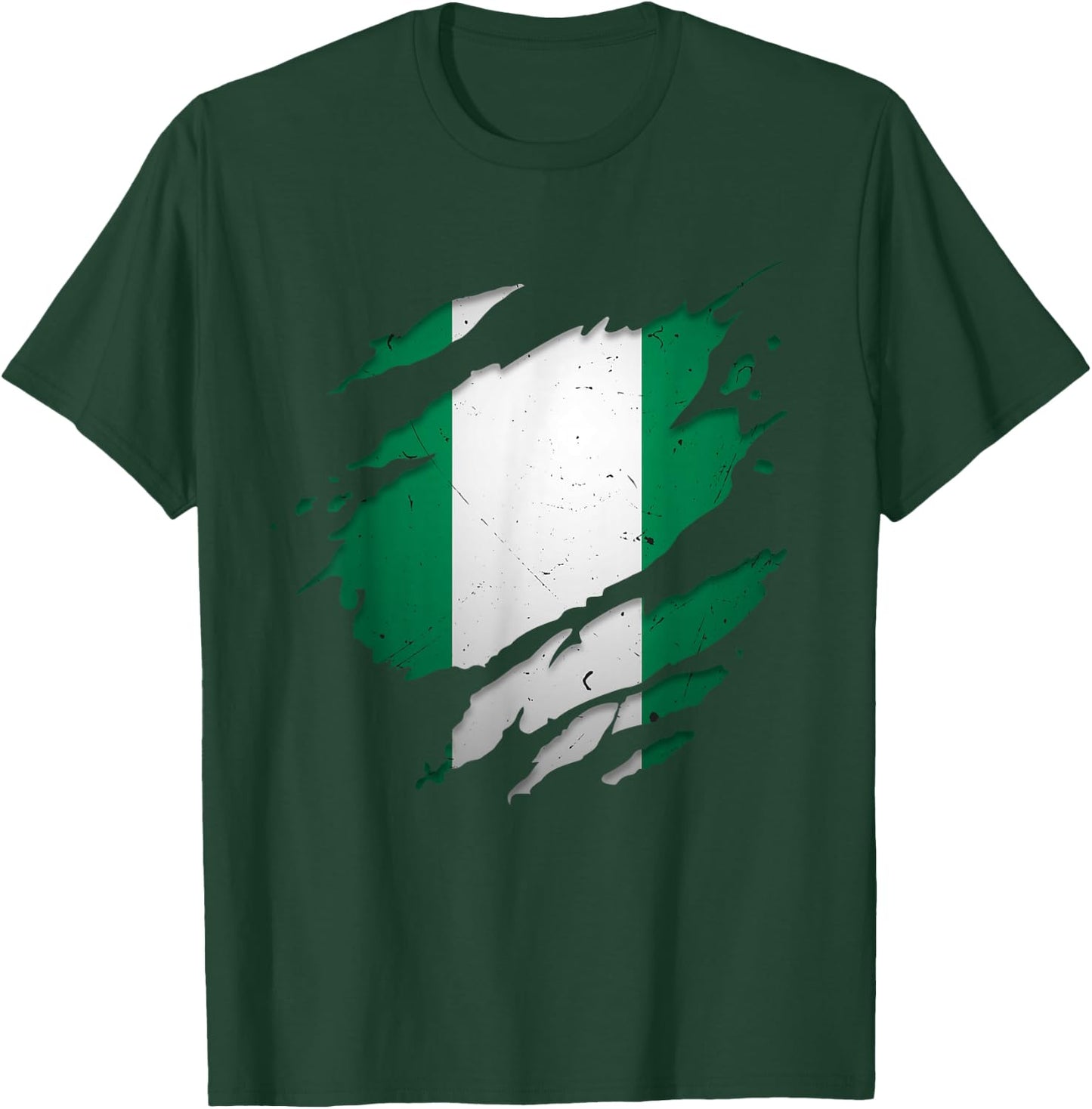 Proud Nigerian Design | Torn Ripped Nigeria Flag T-Shirt - T-Shirt | Forest