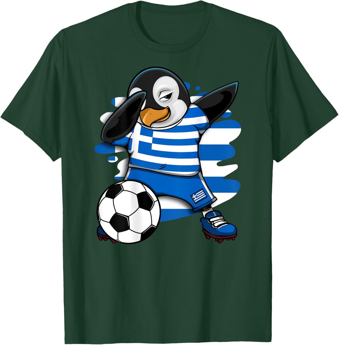 Dabbing Penguin Greece Soccer Fans Jersey Football Lovers T-Shirt - T-Shirt | Forest