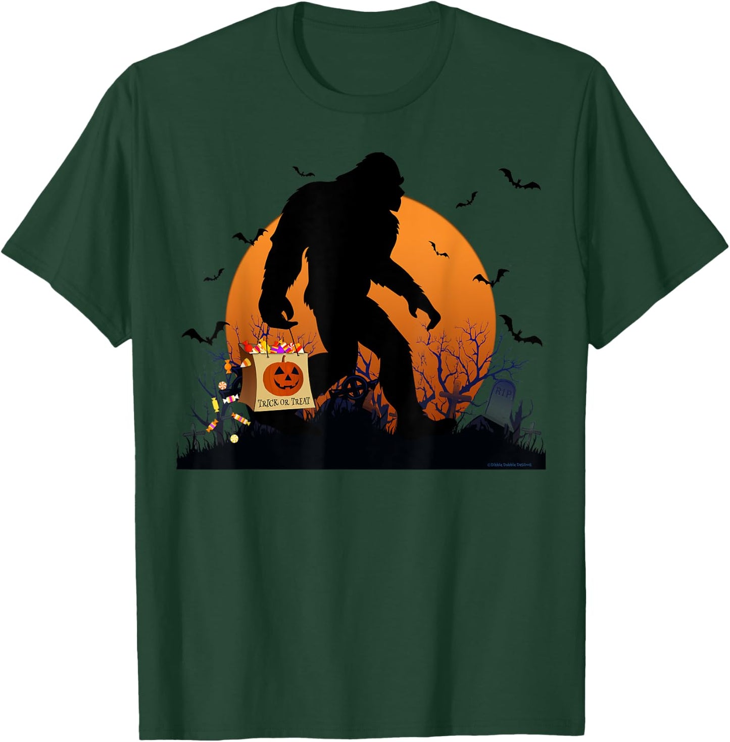 Funny Halloween Bigfoot Trick or Treating Full Moon Bigfoot T-Shirt - T-Shirt | Forest