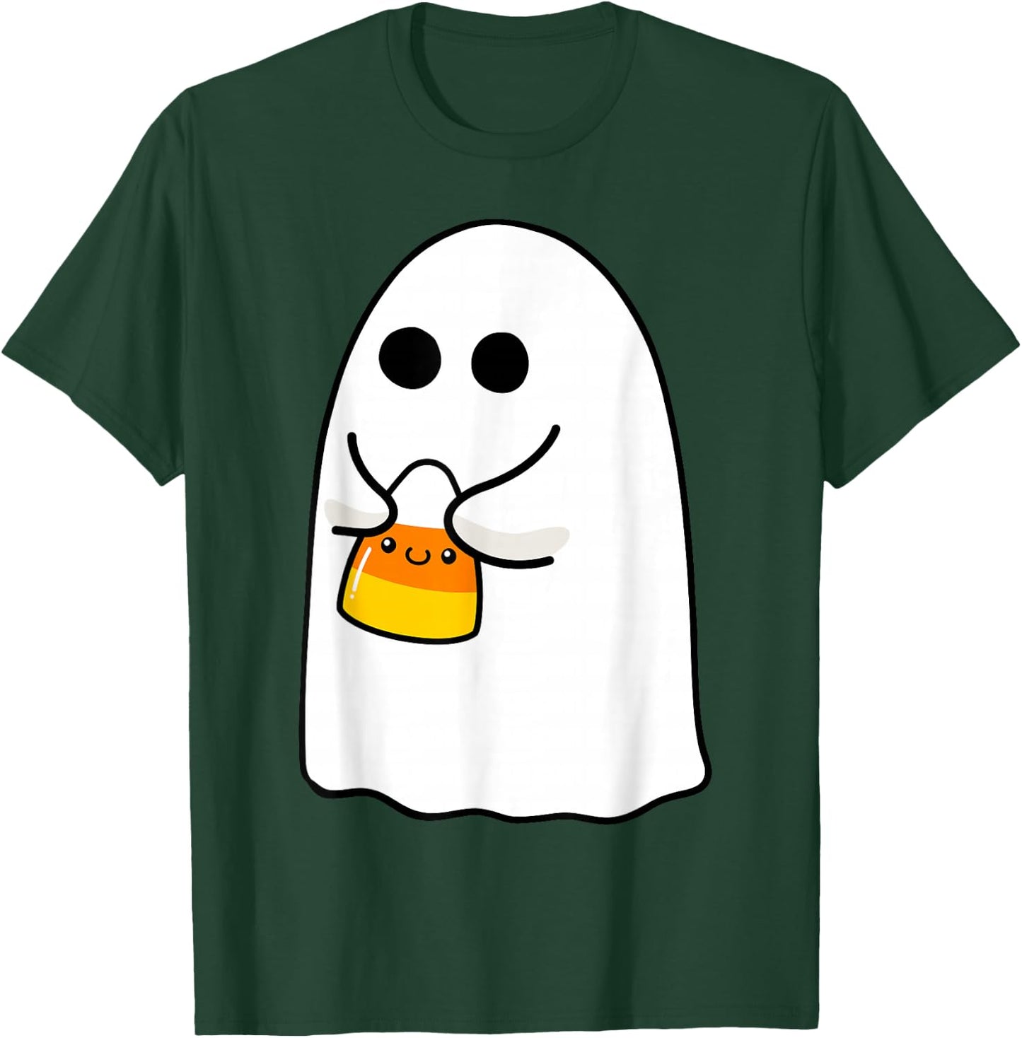 Ghost Holding Candy Corn Funny Halloween Costume Cute Ghost T-Shirt - T-Shirt | Forest