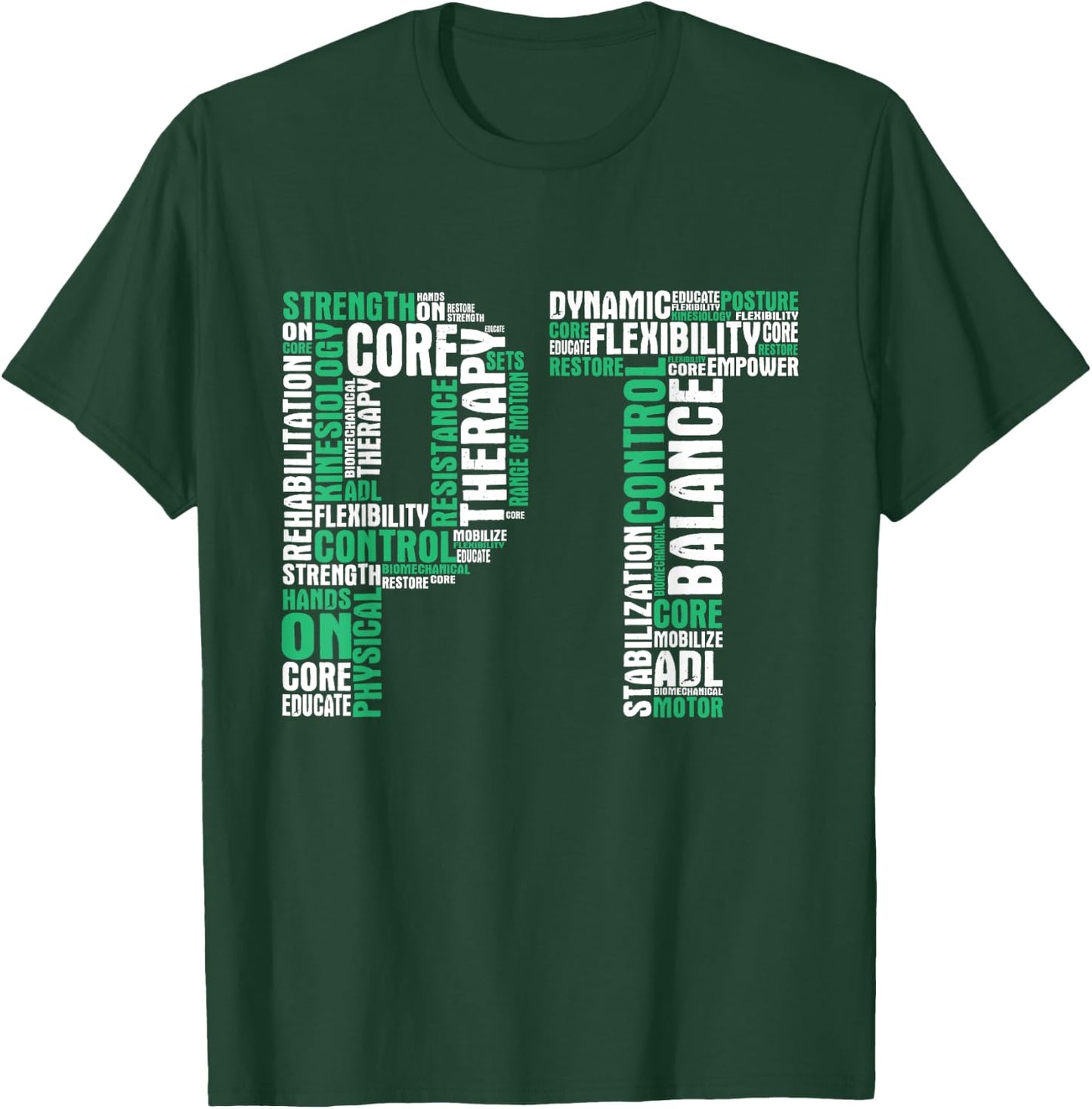 PT Physical Therapist Therapy Assistant Physiotherapy DPT , Black T-Shirt - T-Shirt | Forest